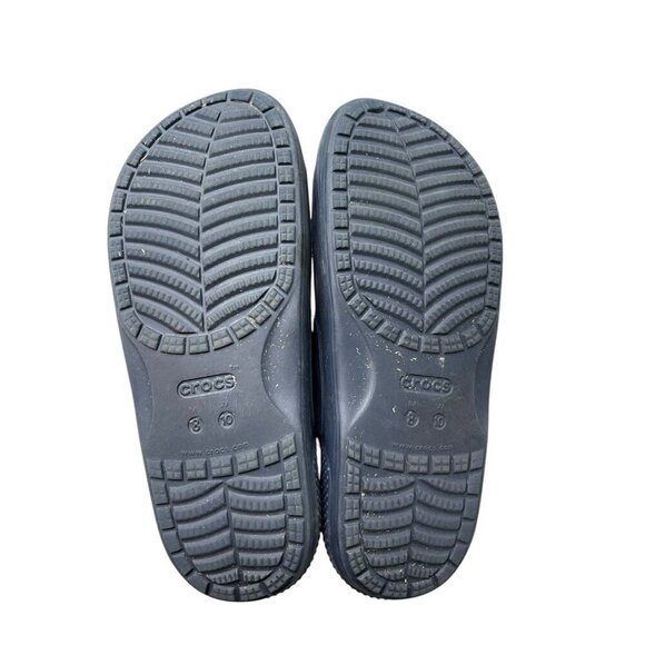 Crocs Slides Sandals Unisex Navy Blue Jibbitz Included M8 W10 - Picture 4 of 7